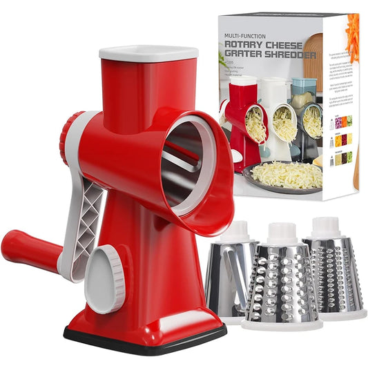 3-in-1 Rotary Cheese Grater & Manual Vegetable Slicer