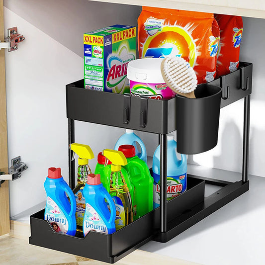2 Tier Under Sink Organizer with sliding drawer